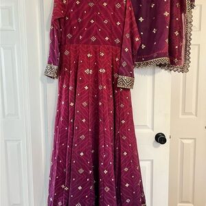 Elegant Maroon Embellished Dress